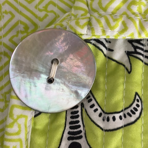 Patty Kim Quilted Cotton Floral Jacket in Lime - Size Large - Picture 6 of 7